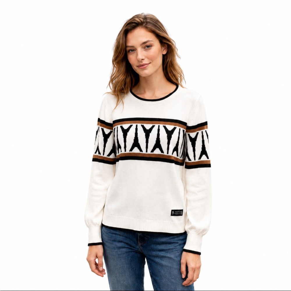 KARL LAGERFELD Eiffel Tower Bishop-Sleeve Sweater SIZE: Large